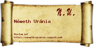Németh Uránia névjegykártya
